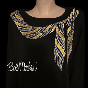 Bob Mackie Wearable Art Embroidery and Pearl Embellishments Cotton Blend